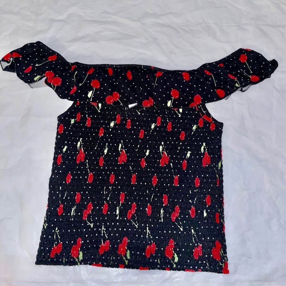 Almost Famous On / Off Shoulder Cherry Print Top, Medium